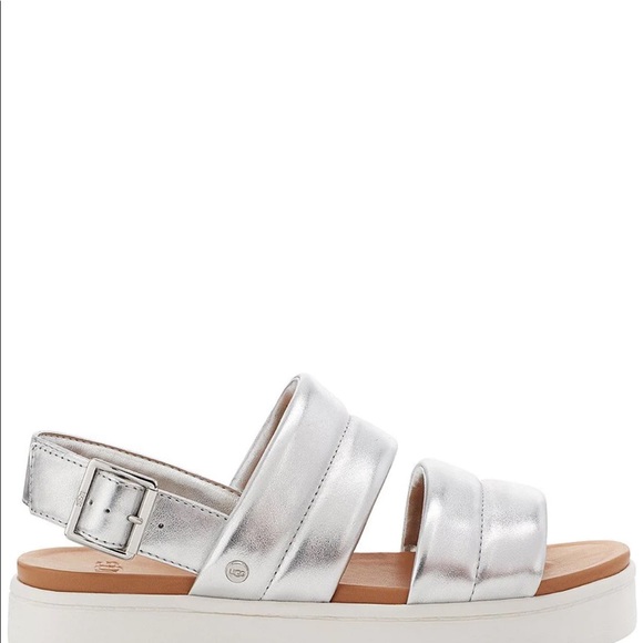 UGG Shoes - UGG® Zayne Metallic Leather Slingback Platform Sandals sz 7